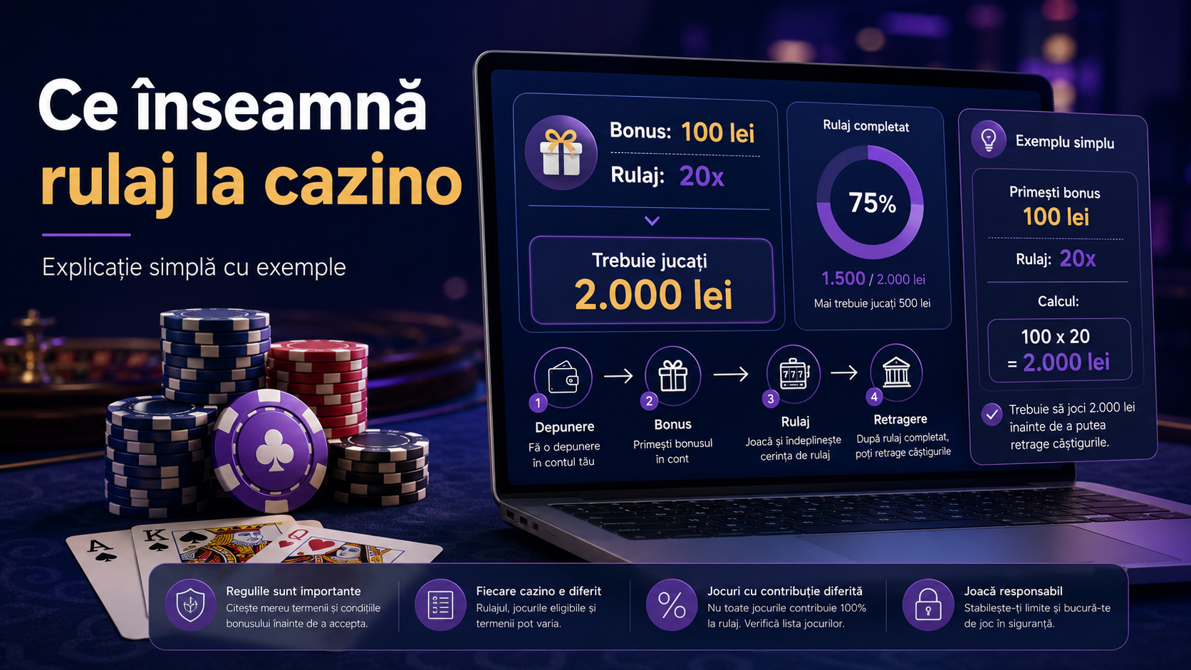 Ce înseamnă rulaj la cazino: explicație simplă cu exemple