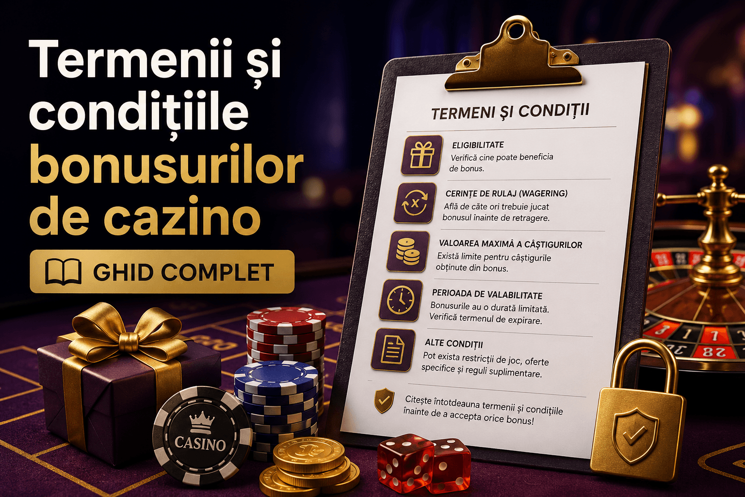 Termenii si condiţiile bonusurilor de cazino - ghid complet